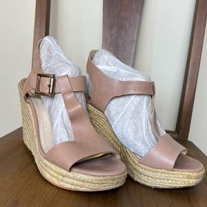 Vince Camuto Tan Leather Wedge Sandals